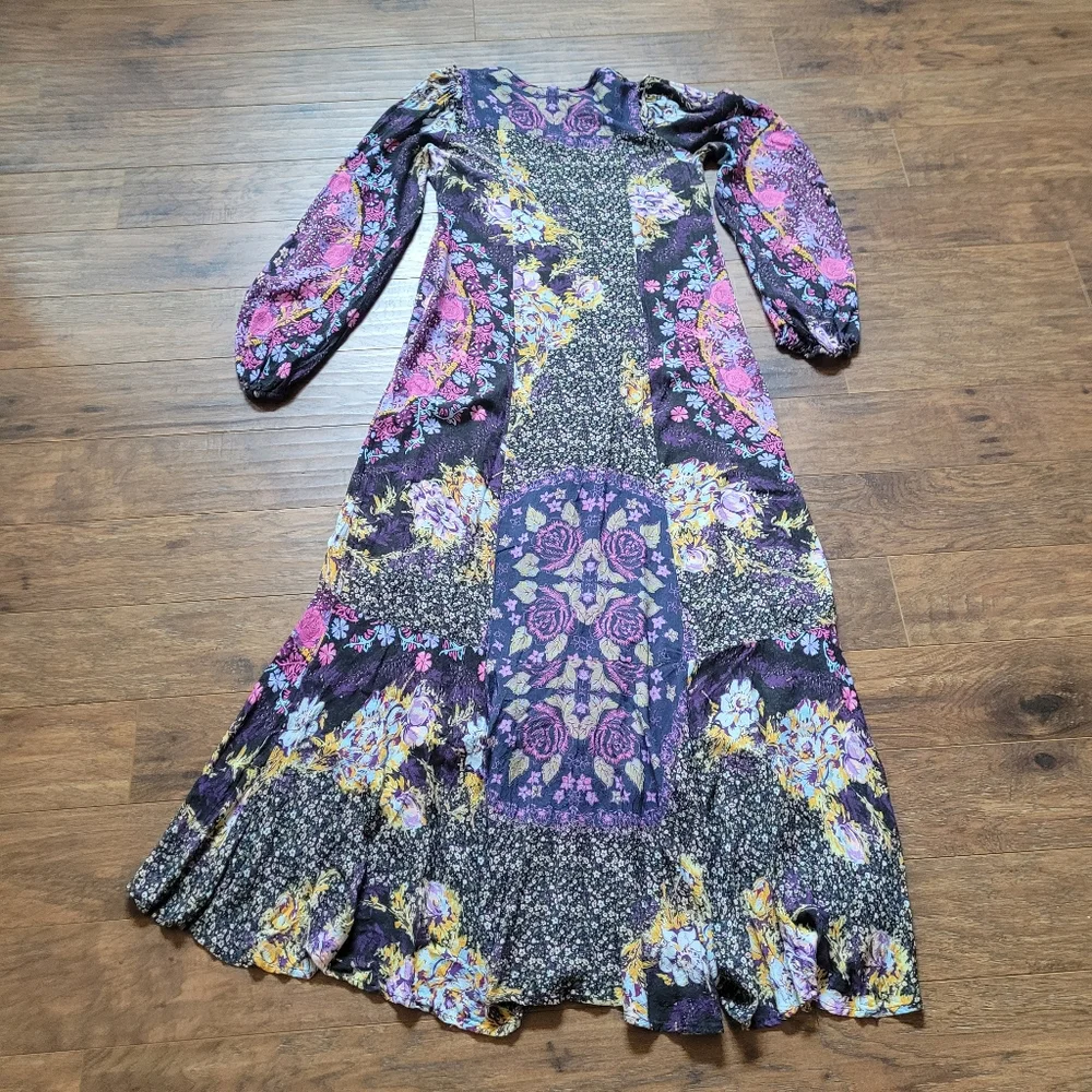 Free People Floral Maxi Dress - Black and Purple - Picture 4 of 9